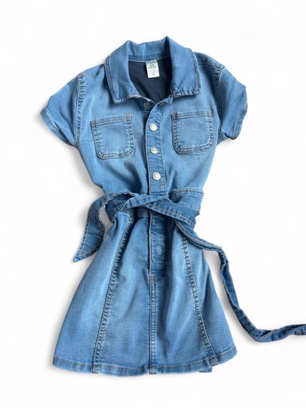 Oshgosh Classic Light Blue Denim Shirt Dress for Kids - Tie-Waist